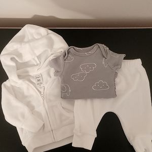 Carter's Baby 3 piece Zip Up Terry Hoodie Cloud Set with Ears